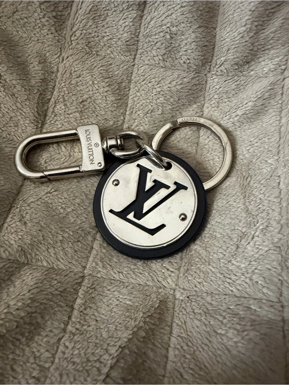 Louis Vuitton Black & Silver LV Round Key Holder Charm